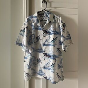 AFTCO Guy Harvey Cotton Marlin Shark Fishing Shirt Size XL